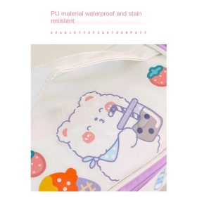 Cartoon Large-Capacity Pencil Case Double Layer diy Girl Heart Storage Bag Middle School Student Stationery - Purple Zipper Grape Pendant - Image 8