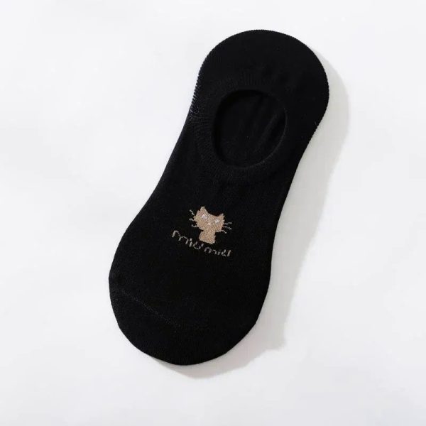 Cartoon Women's socks Korean Style Cute Socks (Non-slip) - Black