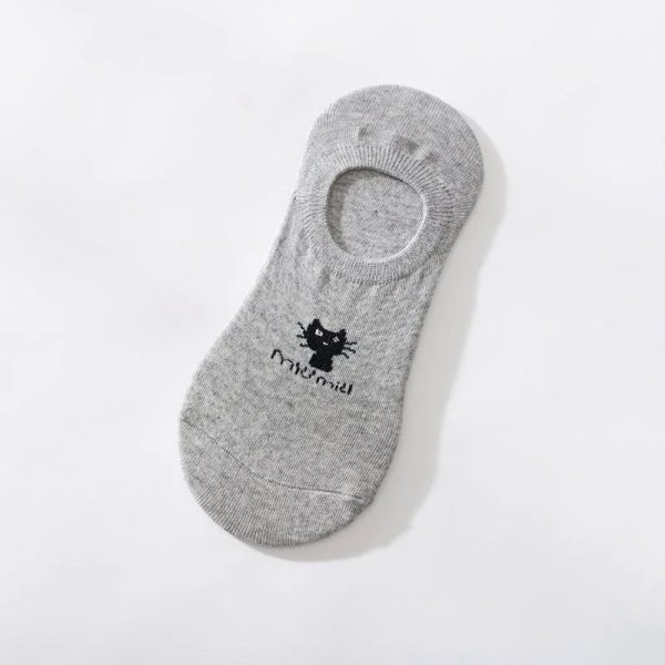 Cartoon Women's socks Korean Style Cute Socks (Non-slip) - Grey