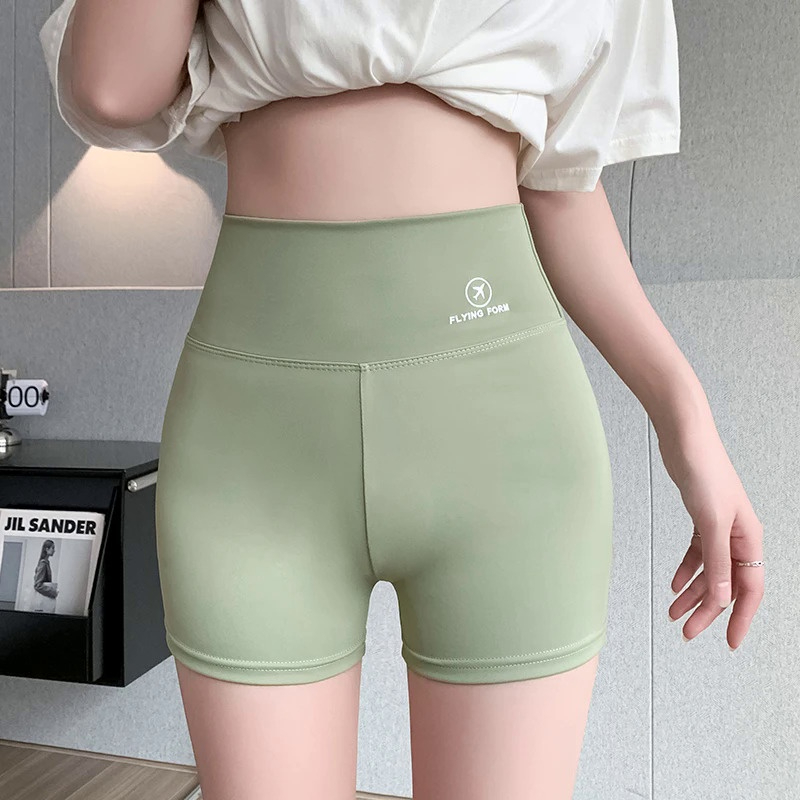 Women Summer Sports Yoga Shorts Thin Leggings Breathable Hip Lifting And Abdomen Safety Pants Push Up Panty - Green - Image 1