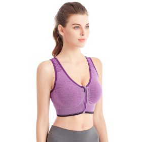 Women Zips Sport Bra Running Gym Yoga Fitness Push Up Sports Bra Training Bra 2023 - Purple - Image 1