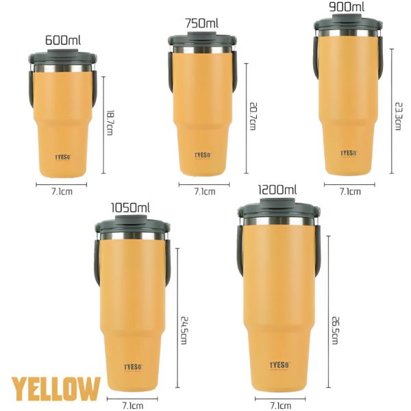 TYESO Tumbler With Handle Stainless Steel Water Bottle - Yellow