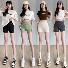 Women Summer Sports Yoga Shorts Thin Leggings Breathable Hip Lifting And Abdomen Safety Pants Push Up Panty - Green - Image 2