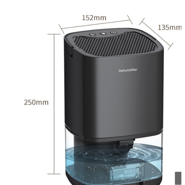 Dehumidifier Dryer 1L/3L large-capacity intelligent dehumidifier Household bedroom ultra-quiet small dehumidifier small-scale moisture - Black Square