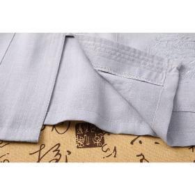 Chinese Style Cotton Linen Embroidery Dragon Shirt Plus Size Tops Men CNY T-shirt Short Sleeve Blouse Clothes - White - Image 3