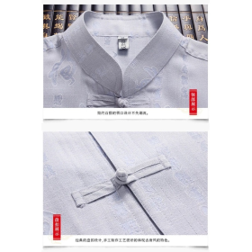 Chinese Style Cotton Linen Embroidery Dragon Shirt Plus Size Tops Men CNY T-shirt Short Sleeve Blouse Clothes - White - Image 4