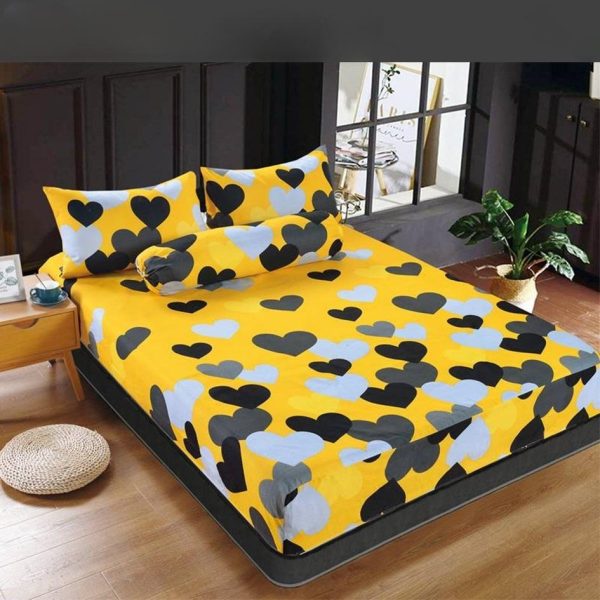 Premium Cotton Bedsheet 4 In 1 Queen 2 In 1 Single Fitted Getah Keliling Cadar Sarung Katil Sarung Tilam Lapis Katil - Design 11