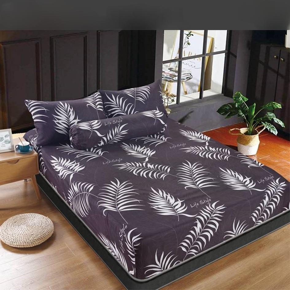 Premium Cotton Bedsheet 4 In 1 Queen 2 In 1 Single Fitted Getah Keliling Cadar Sarung Katil Sarung Tilam Lapis Katil - Design 1 - Image 1