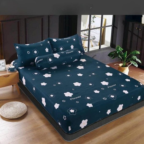 Premium Cotton Bedsheet 4 In 1 Queen 2 In 1 Single Fitted Getah Keliling Cadar Sarung Katil Sarung Tilam Lapis Katil - Design 12