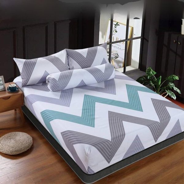 Premium Cotton Bedsheet 4 In 1 Queen 2 In 1 Single Fitted Getah Keliling Cadar Sarung Katil Sarung Tilam Lapis Katil - Design 16