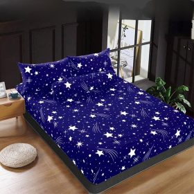 Premium Cotton Bedsheet 4 In 1 Queen 2 In 1 Single Fitted Getah Keliling Cadar Sarung Katil Sarung Tilam Lapis Katil - Design 18 - Image 1