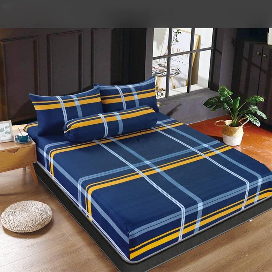 Premium Cotton Bedsheet 4 In 1 Queen 2 In 1 Single Fitted Getah Keliling Cadar Sarung Katil Sarung Tilam Lapis Katil - Design 2 - Image 1