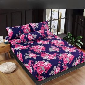 Premium Cotton Bedsheet 4 In 1 Queen 2 In 1 Single Fitted Getah Keliling Cadar Sarung Katil Sarung Tilam Lapis Katil - Design 20 - Image 1