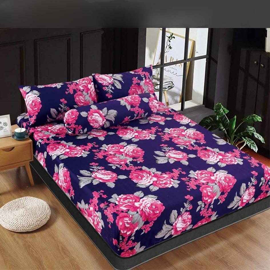 Premium Cotton Bedsheet 4 In 1 Queen 2 In 1 Single Fitted Getah Keliling Cadar Sarung Katil Sarung Tilam Lapis Katil - Design 20 - Image 1