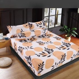 Premium Cotton Bedsheet 4 In 1 Queen 2 In 1 Single Fitted Getah Keliling Cadar Sarung Katil Sarung Tilam Lapis Katil - Design 4 - Image 1