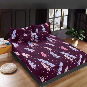 Premium Cotton Bedsheet 4 In 1 Queen 2 In 1 Single Fitted Getah Keliling Cadar Sarung Katil Sarung Tilam Lapis Katil - Design 5 - Image 1