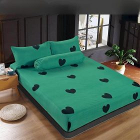 Premium Cotton Bedsheet 4 In 1 Queen 2 In 1 Single Fitted Getah Keliling Cadar Sarung Katil Sarung Tilam Lapis Katil - Design 7 - Image 1