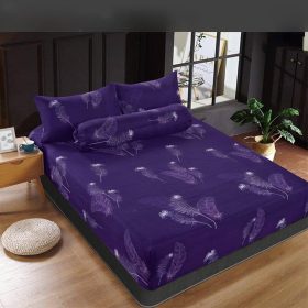 Premium Cotton Bedsheet 4 In 1 Queen 2 In 1 Single Fitted Getah Keliling Cadar Sarung Katil Sarung Tilam Lapis Katil - Design 8 - Image 1