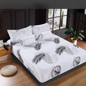 Premium Cotton Bedsheet 4 In 1 Queen 2 In 1 Single Fitted Getah Keliling Cadar Sarung Katil Sarung Tilam Lapis Katil - Design 9 - Image 1