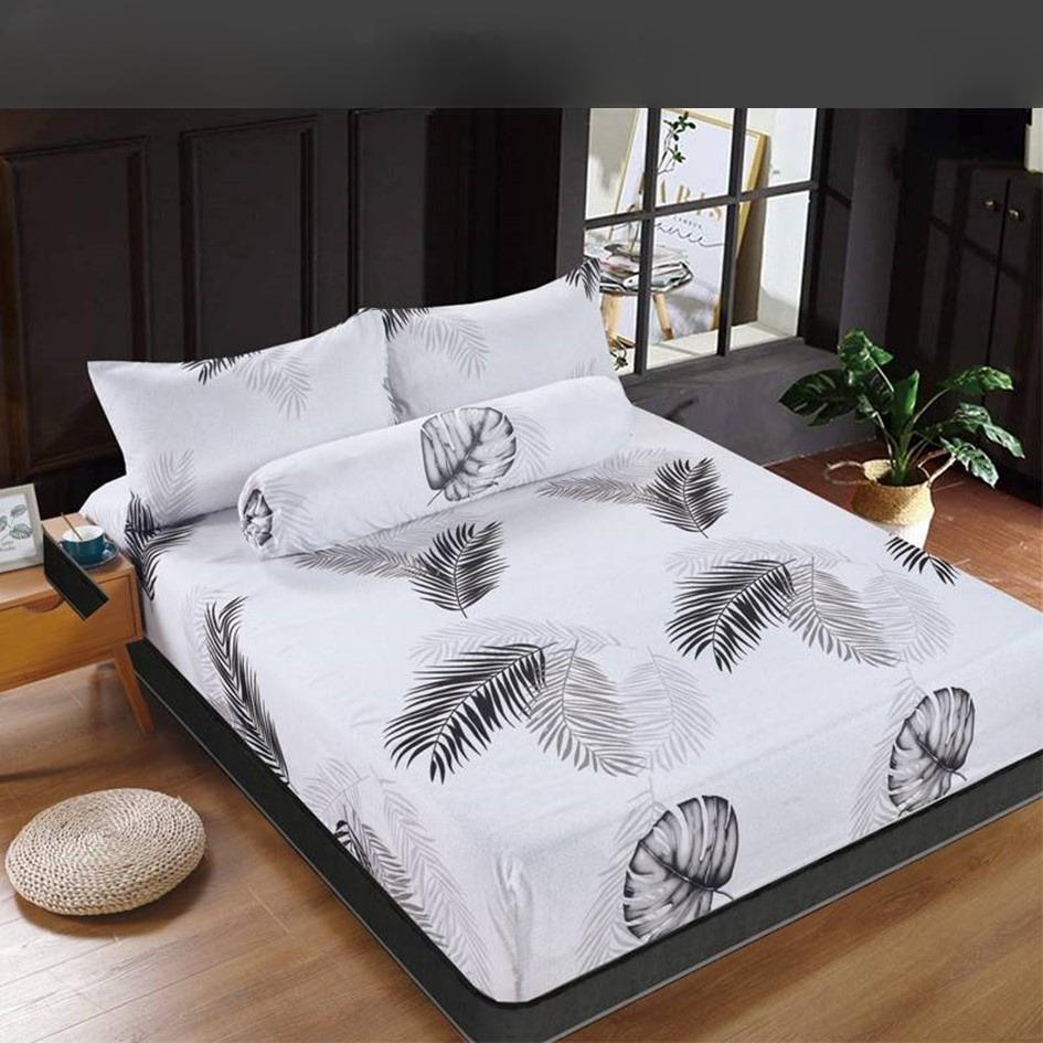 Premium Cotton Bedsheet 4 In 1 Queen 2 In 1 Single Fitted Getah Keliling Cadar Sarung Katil Sarung Tilam Lapis Katil - Design 9 - Image 1