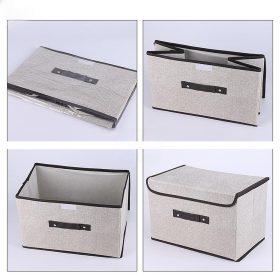 Storage Box Organizer Box Foldable Linen Cloth Underwear Bra Pantie Lingerie Storage Box Large Small Box - Blue - Image 7