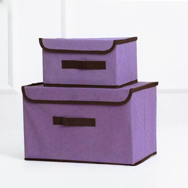 Storage Box Organizer Box Foldable Linen Cloth Underwear Bra Pantie Lingerie Storage Box Large Small Box - Purple