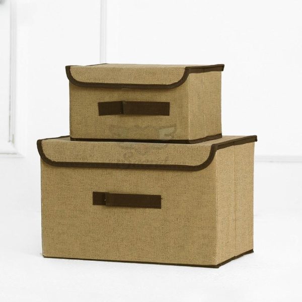 Storage Box Organizer Box Foldable Linen Cloth Underwear Bra Pantie Lingerie Storage Box Large Small Box - Beige
