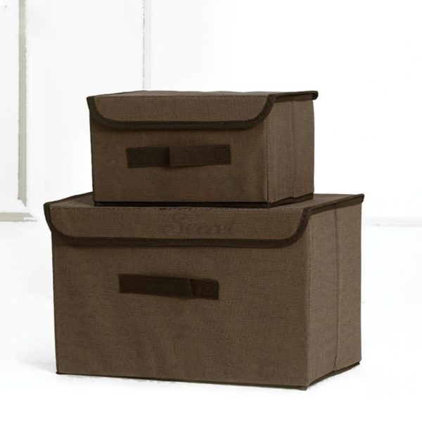 Storage Box Organizer Box Foldable Linen Cloth Underwear Bra Pantie Lingerie Storage Box Large Small Box - Brown