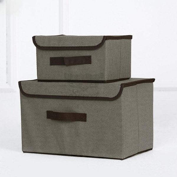 Storage Box Organizer Box Foldable Linen Cloth Underwear Bra Pantie Lingerie Storage Box Large Small Box - Grey