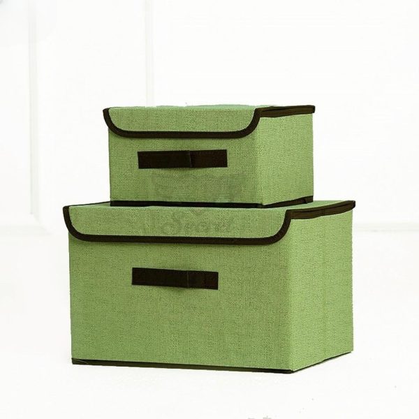 Storage Box Organizer Box Foldable Linen Cloth Underwear Bra Pantie Lingerie Storage Box Large Small Box - Green