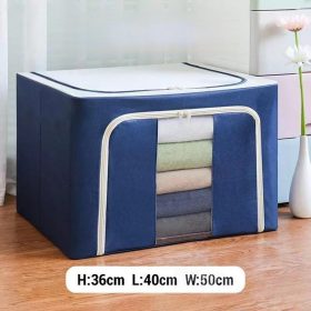 72L Oxford Storage Box Foldable Extra Large Detachable Cloth Storage Cloth Organiser Steel Frame Kotak Simpanan - Blue - Image 1