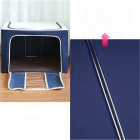 100L Oxford Storage Box Foldable Extra Large Detachable Cloth Storage Cloth Organiser Steel Frame Kotak Simpanan - Blue - Image 3
