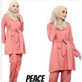 Blouse Pant Muslimah Suit Set - Peach - Image 1