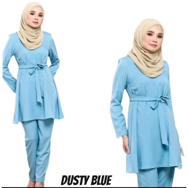 Blouse Pant Muslimah Suit Set - Dusty Blue