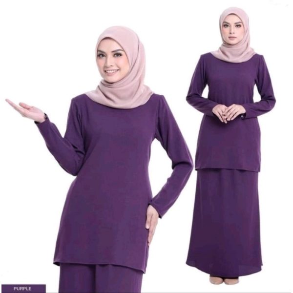 Baju Kurung Modern Wudha Friendly Material Soft Como Crepe - Purple