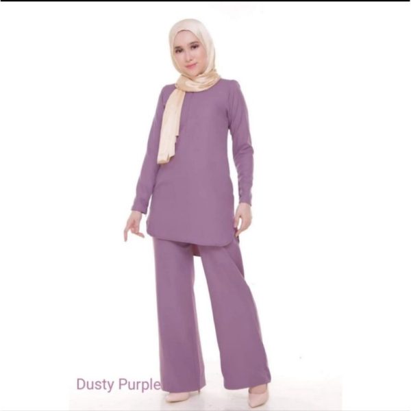 Suit Zara Muslimah Basic Blouse & Seluar Set Warda - Dusty Purple
