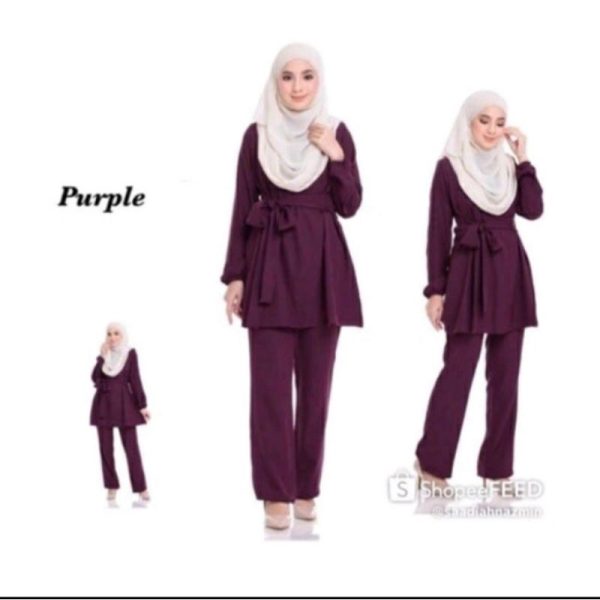 Blouse Pant Muslimah Suit Set - Purple