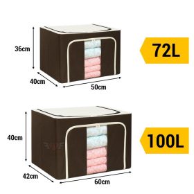 100L Oxford Storage Box Foldable Extra Large Detachable Cloth Storage Cloth Organiser Steel Frame Kotak Simpanan - Blue - Image 5