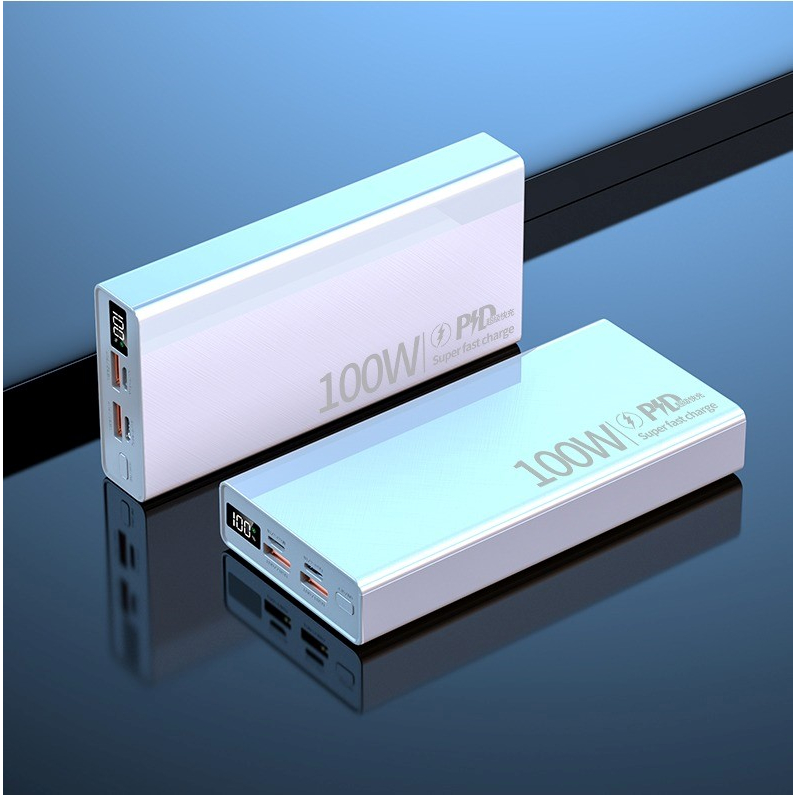 ALIGATO Power Bank 100W 60000mAh PD Fast Charging Powerbank Portable Charger External Battery Pack For Phone - 100W White - Image 1