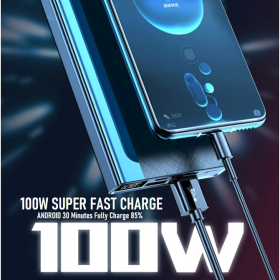 ALIGATO Power Bank 100W 60000mAh PD Fast Charging Powerbank Portable Charger External Battery Pack For Phone - 100W White - Image 3