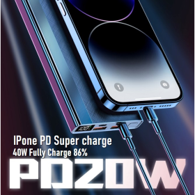 ALIGATO Power Bank 100W 60000mAh PD Fast Charging Powerbank Portable Charger External Battery Pack For Phone - 100W White - Image 4