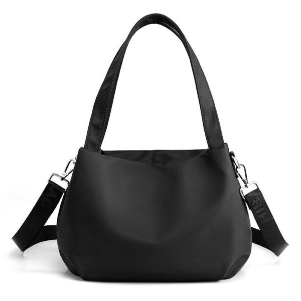 Women Shoulder Bag Portable Handbag Waterproof Nylon - Black