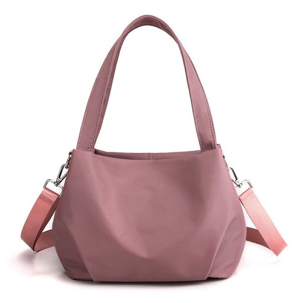 Women Shoulder Bag Portable Handbag Waterproof Nylon - Dark Pink