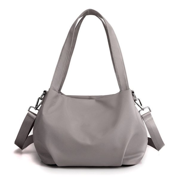 Women Shoulder Bag Portable Handbag Waterproof Nylon - Grey