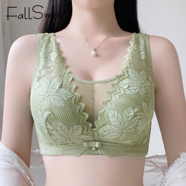 FallSweet Women Minimizer Bras Plus Size Brassiere Push Up Wireless - Green