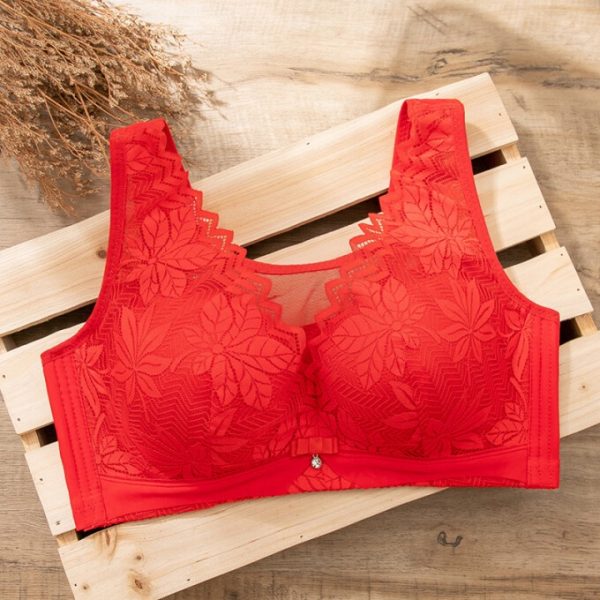 FallSweet Women Minimizer Bras Plus Size Brassiere Push Up Wireless - Red