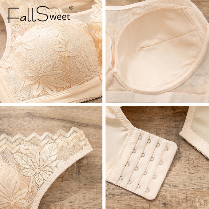 FallSweet Women Minimizer Bras Plus Size Brassiere Push Up Wireless - Green - Image 6