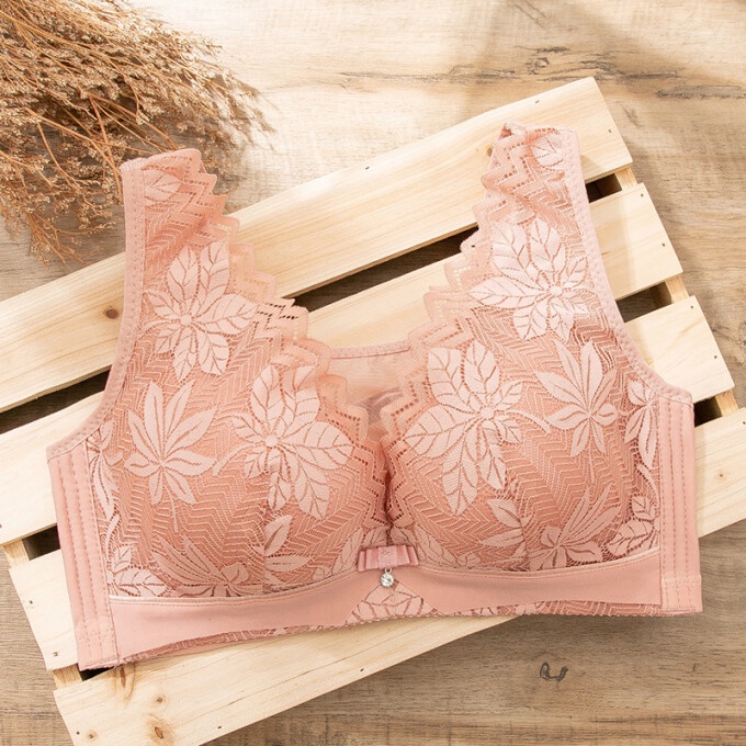 FallSweet Women Minimizer Bras Plus Size Brassiere Push Up Wireless - Deep Pink - Image 1