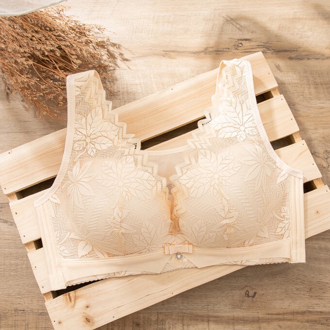 FallSweet Women Minimizer Bras Plus Size Brassiere Push Up Wireless - Beige - Image 1