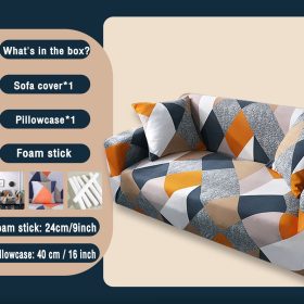 Super Soft Sofa Cover Dust-proof Polyester Durable Elastic Fabric - Design E - Image 2
